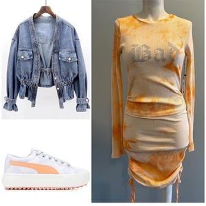 ORANGE BAD RHINESTONE DRESS